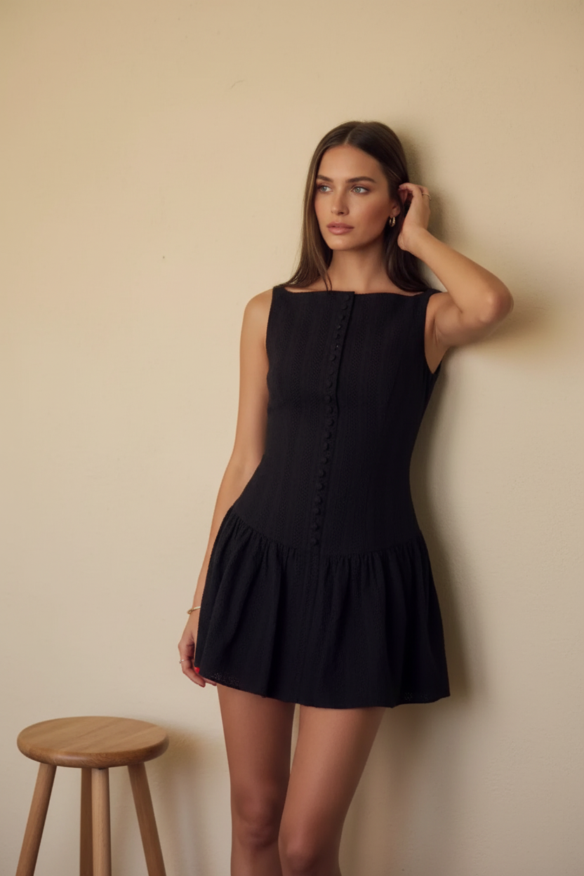 Lace Detail Sleeveless Mini Dress